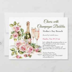 Mors dag Brunch – Skål med Champagnebubbla Inbjudningar