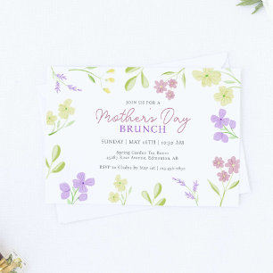 Mors dag Brunch Soft Blommigt Watercolor Pastel Inbjudningar