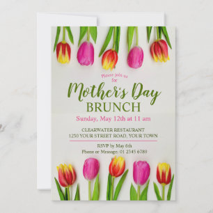 Mors dag Brunch Tulip Blommigt Inbjudningar