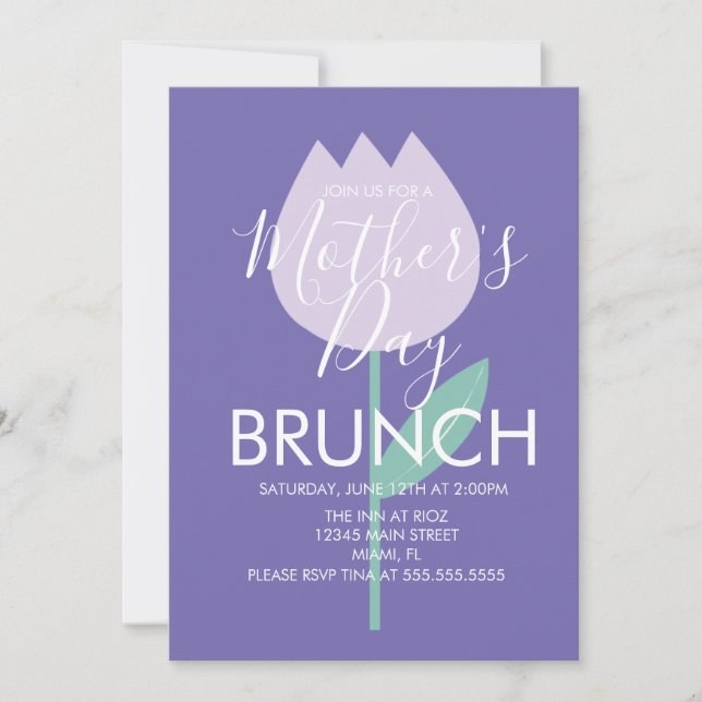 Mors dag Brunch Tulpan Blommig Inbjudan (Framsida)