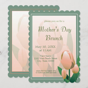 Mors dag Brunch Vår Rosa Tulips Party Inbjudningar