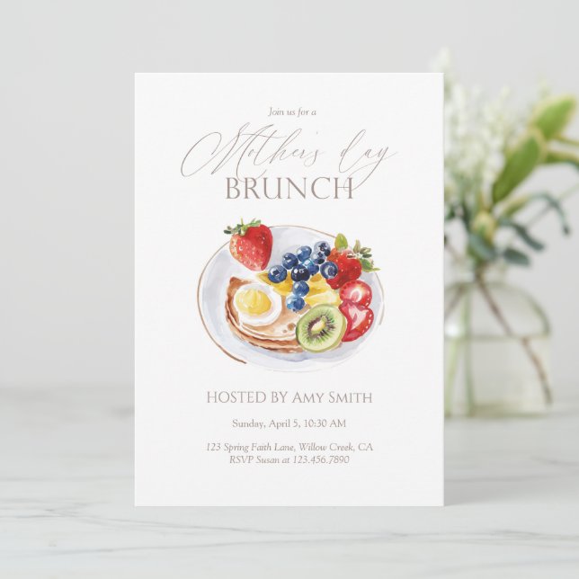 Mors dag Brunch Vattenfärg Mors dag Inbjudningar (Stående Fram)