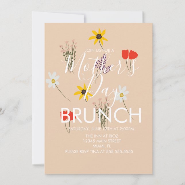 Mors dag Brunch Vild Floral Inbjudan (Framsida)