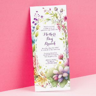 Mors dag Brunch Watercolor Wildblomma Blommigt Inbjudningar