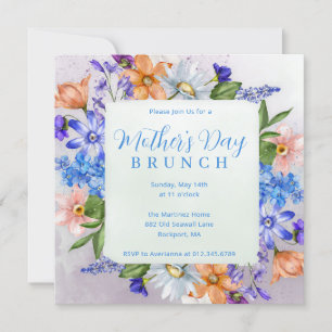Mors dag Brunch Watercolor Wildblomma Inbjudningar