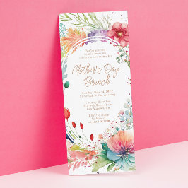 Mors dag Brunch Watercolor Wildblommor Blommigt Inbjudningar
