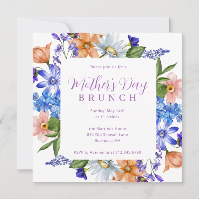 Mors dag Brunch Wildblomma Inbjudningar (Framsida)