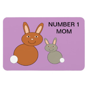 Mors dag Bunnies Anpassningsbar nummer 1 Mamma Mag Magnet