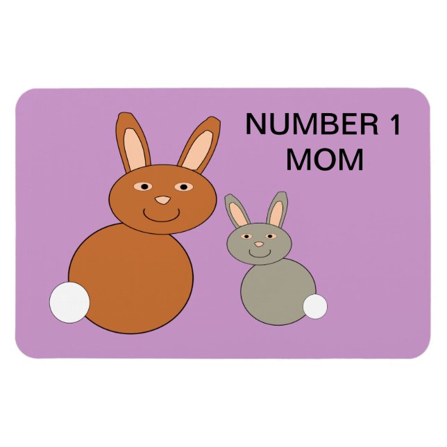 Mors dag Bunnies Anpassningsbar nummer 1 Mamma Mag Magnet (Horisontell)