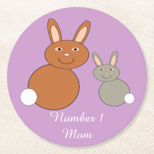 Mors dag Bunnies Personlig Papprare Underlägg Papper Rund