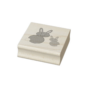 Mors dag Bunnies Wood Art Frimärke Stämpel