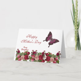Mors dag Butterfly Rustic Ro Burgundy Blommigt Kort
