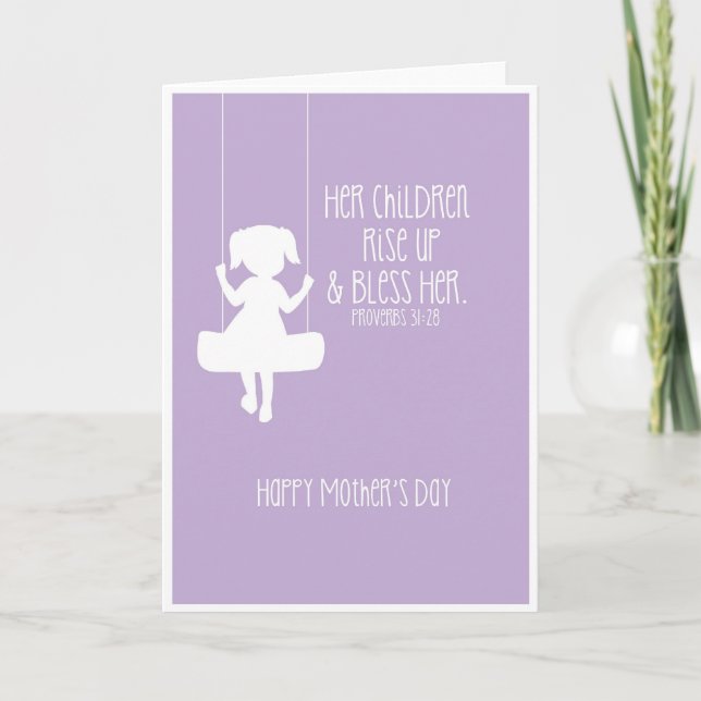 Mors dag Card Bible Verse Girl Silhouette Kort (Framsida)