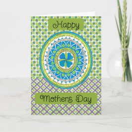 Mors dag Card Bright Blue and Grönt Medallion Tack Kort
