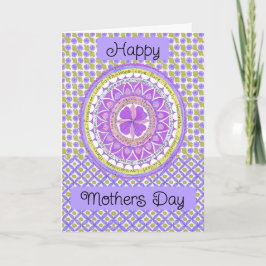 Mors dag Card Bright Lila and Grönt Medallion Tack Kort