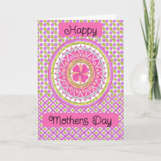 Mors dag Card Bright Rosa and Grönt Medallion Tack Kort