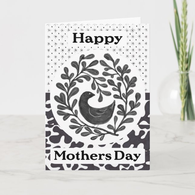 Mors dag Card Doodle Bird Tack Kort (Framsida)