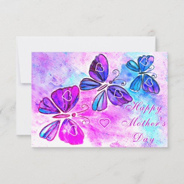 Mors dag Card Lila Rosa Butterflies Flygande Kort (Framsida)