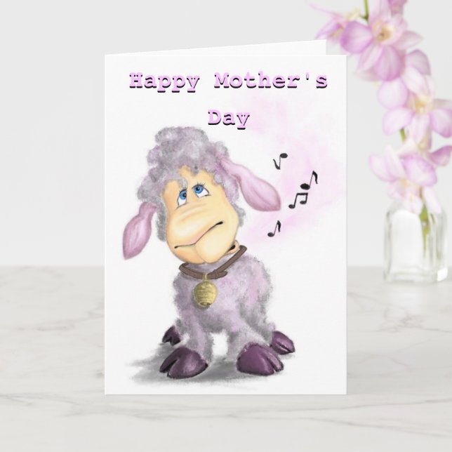 Mors dag Card Little Lamb med Bell Kort (Orkide)