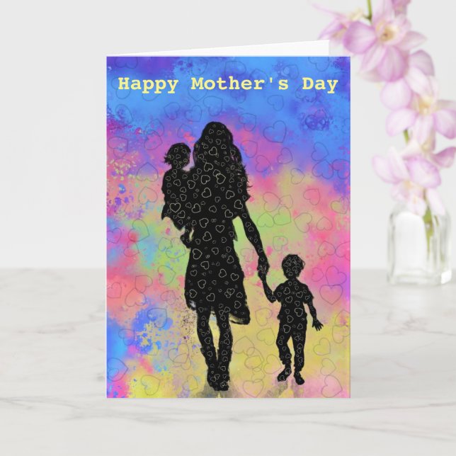 Mors dag Card Mor och Children Kärlek Kort (Orkide)