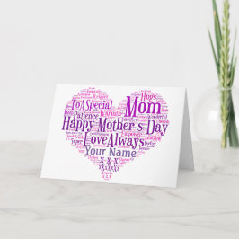 Mors dag Card Personlig Typography Heart Mamma Kort