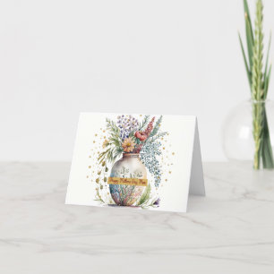 Mors dag Card Söt Vas av blandade blommor Tack Kort