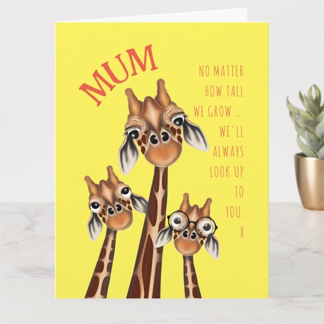 Mors dag Card - Sweet Giraffe-familjen Kort (Liten växt)