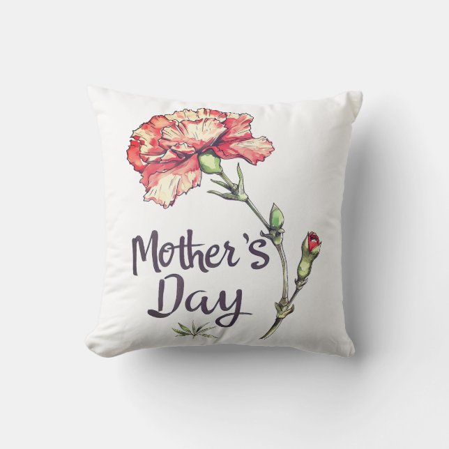 Mors dag Carnation Flower Kudde (Framsida)