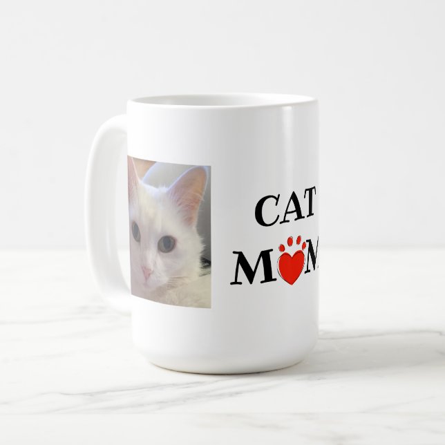 Mors dag Cat Mamma Quote Personlig Photo Kaffemugg (Framsida vänster)