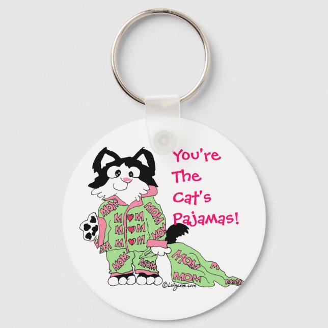 Mors dag Cats Pajamas Cute Cat Nyckelring (Framsida)