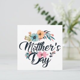 Mors dag Centerblommor Orange Aqua Rosa 2025 Julkort