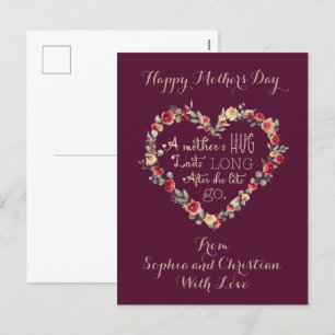 Mors dag-citatet Vattenfärgshjärta Anpassade H Helg Vykort