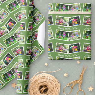 Mors dag - Collagesicksack för 4 foto - grönt Presentpapper