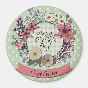 Mors dag Coral Flowers for Sister Magnet