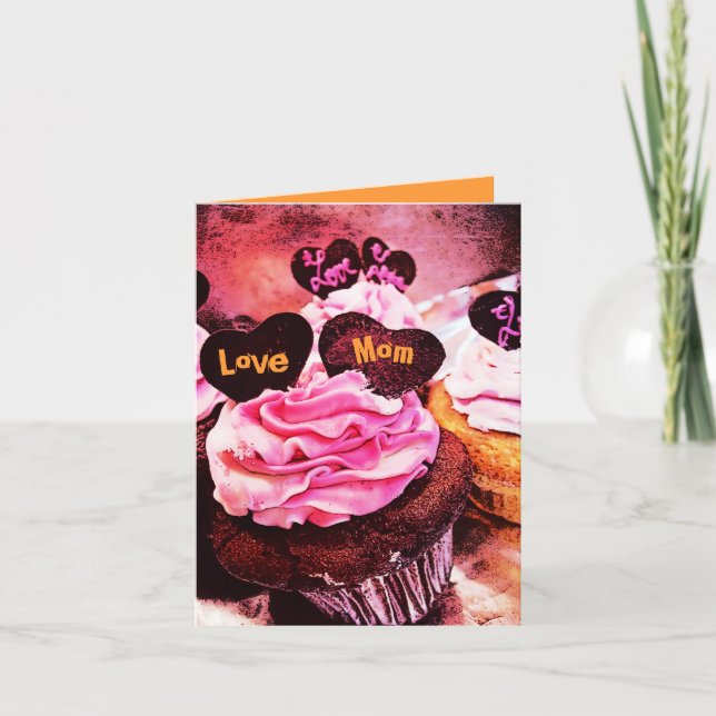 Mors dag Cupkaka Kärlek Mamma Orange Card Kort (Framsida)
