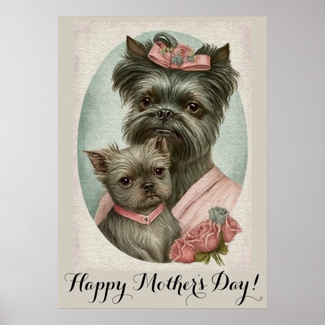 Mors dag Cute Affenpinscher Hund Mamma Poster (Framsidan)