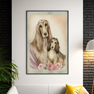 Mors dag Cute Afghan Hound Hund Mamma Poster