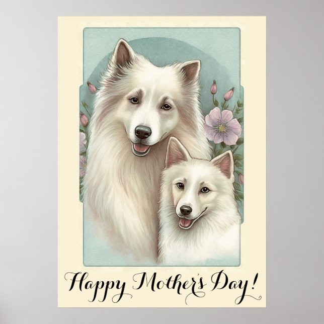 Mors dag Cute American Eskimo Hund Mamma Poster (Framsidan)