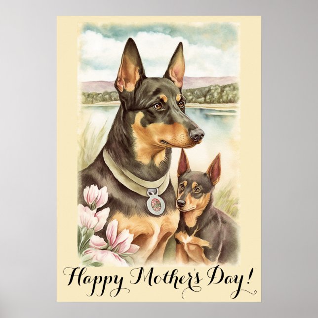 Mors dag Cute Australian Kelpie Hund Mamma Poster (Framsidan)