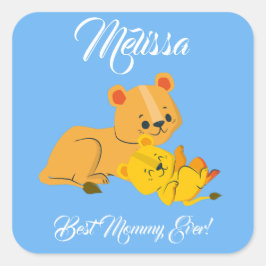 Mors dag Cute Lejon. Fyrkantigt Klistermärke