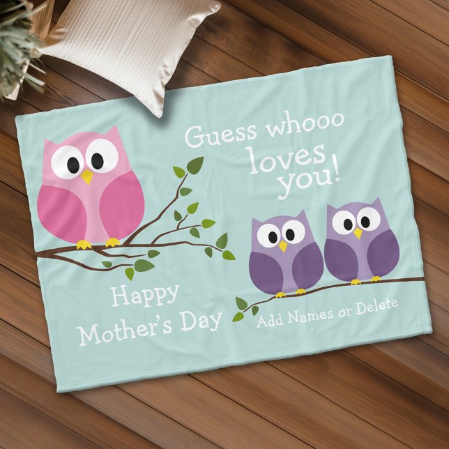 Mors dag - Cute Uggla Fleecefilt (Custom Fleece Blanket - Add Photos and Text)