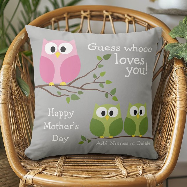 Mors dag - Cute Uggla - kärlek du Kudde (Happy Mother's Day Custom Pillow)