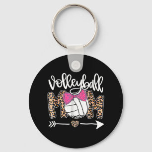 Mors dag Cute Volleyball Mamma Leopard Roligt Boll Nyckelring