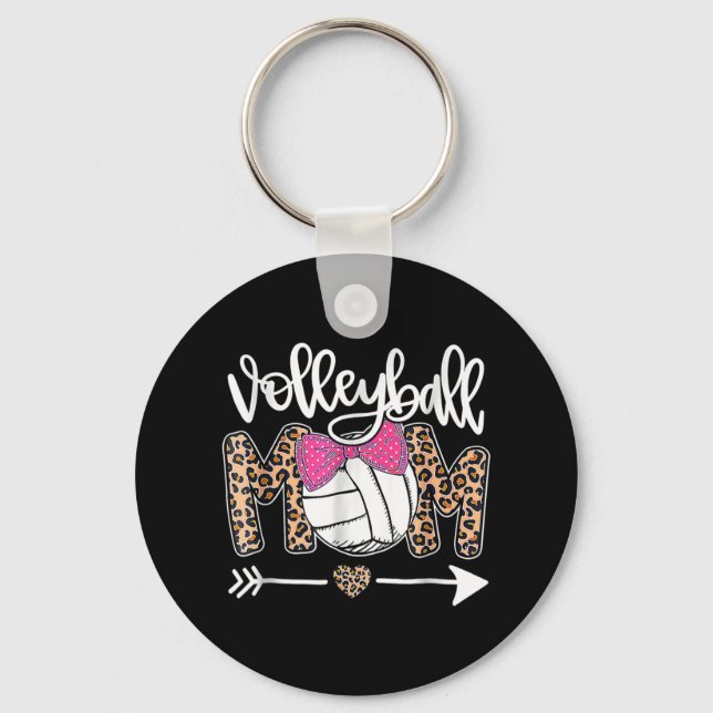 Mors dag Cute Volleyball Mamma Leopard Roligt Boll Nyckelring (Framsida)