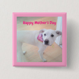 Mors dag Cute White Puppy Hund Rosa Knapp