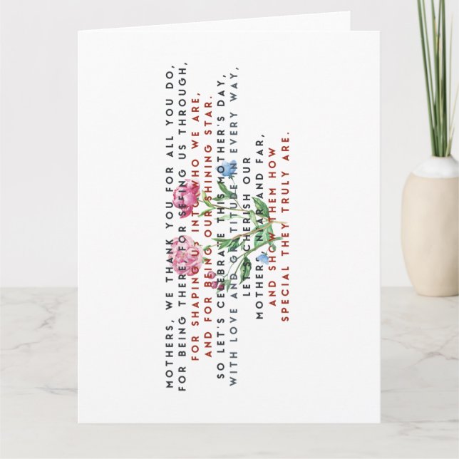 mors dag dikt och blommor tack kort (Framsida)