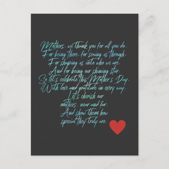 mors dag dikt och blommor vykort (Framsida)