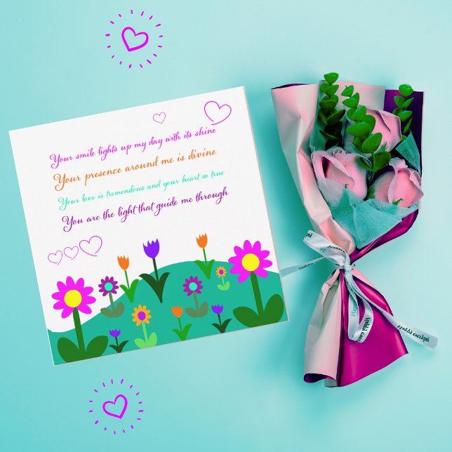 Mors dag-dikt och blomstrande kulle kort (Skapare uppladdad)