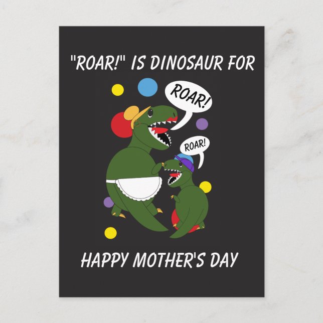 Mors dag Dinosaur Son Mamma personalize Vykort (Framsida)