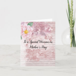 Mors dag Distress Vintage Rosa Grönt Flowers Helgkort